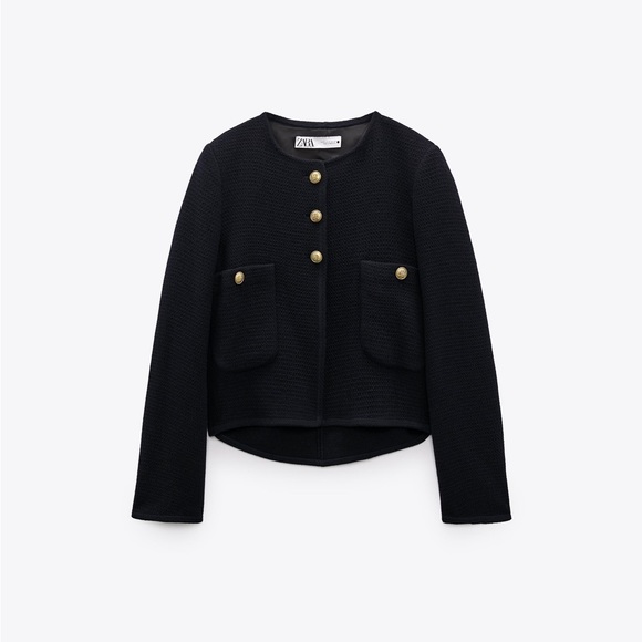 Zara METAL BUTTON JACKET - Navy blue - Picture 6 of 14